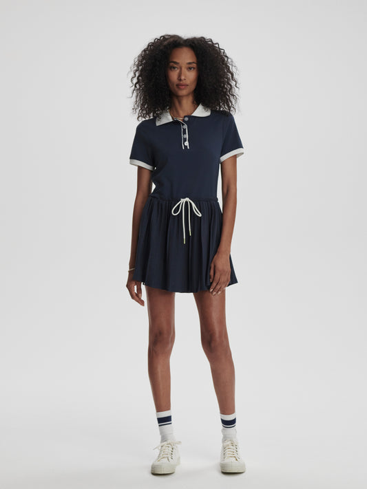 Paloma Court Dress - Blue Nights/White