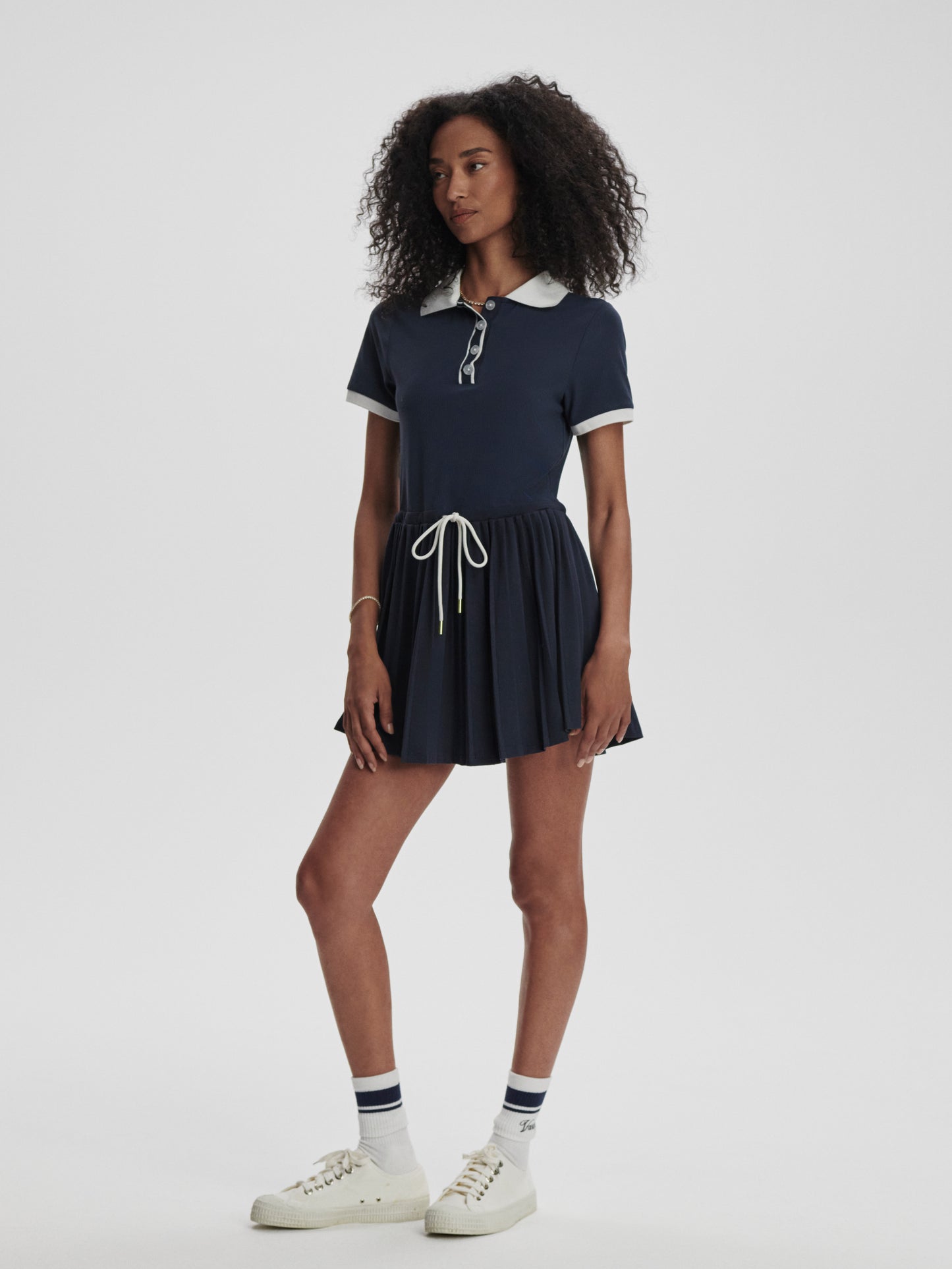 Paloma Court Dress - Blue Nights/White