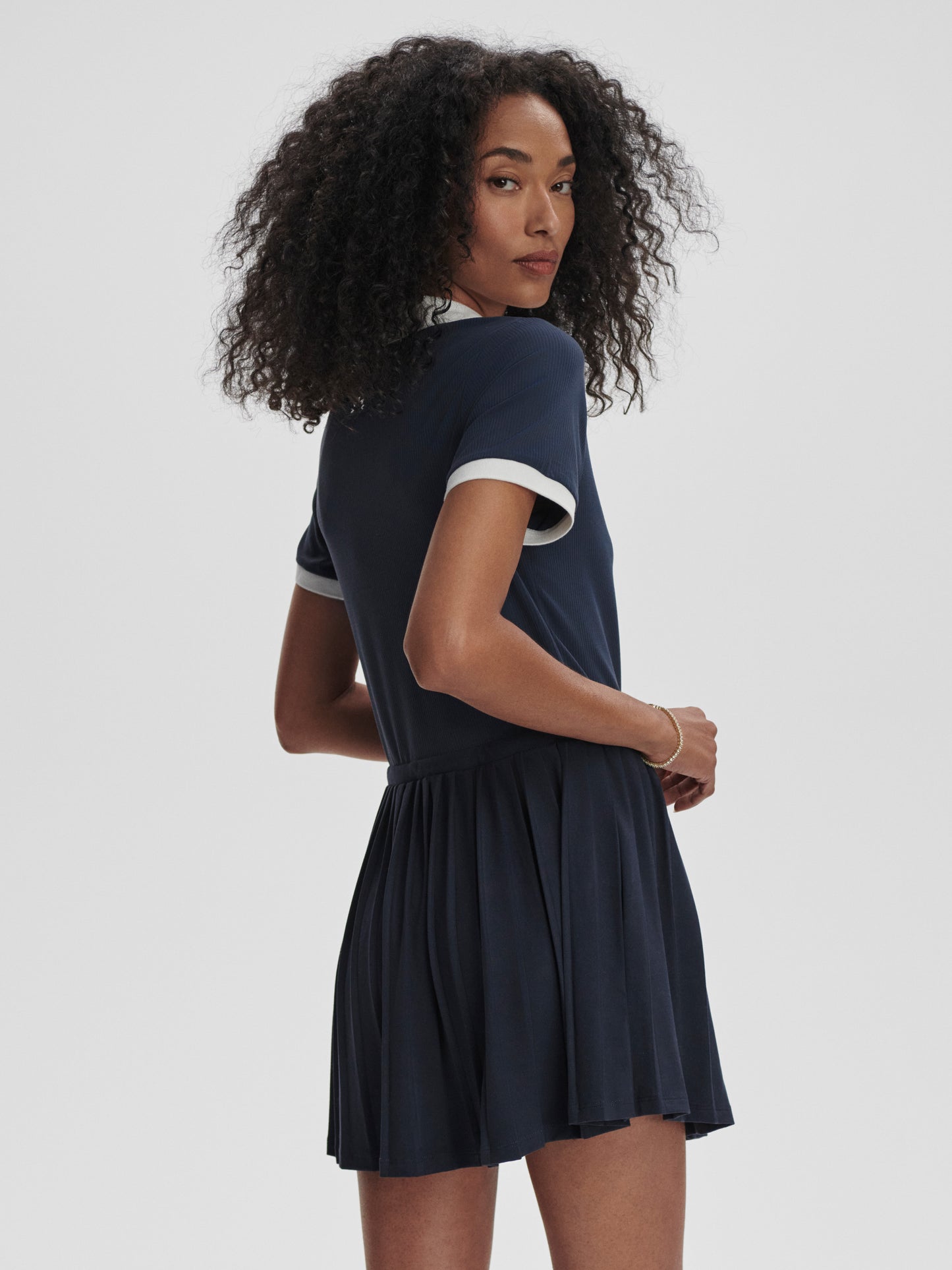 Paloma Court Dress - Blue Nights/White