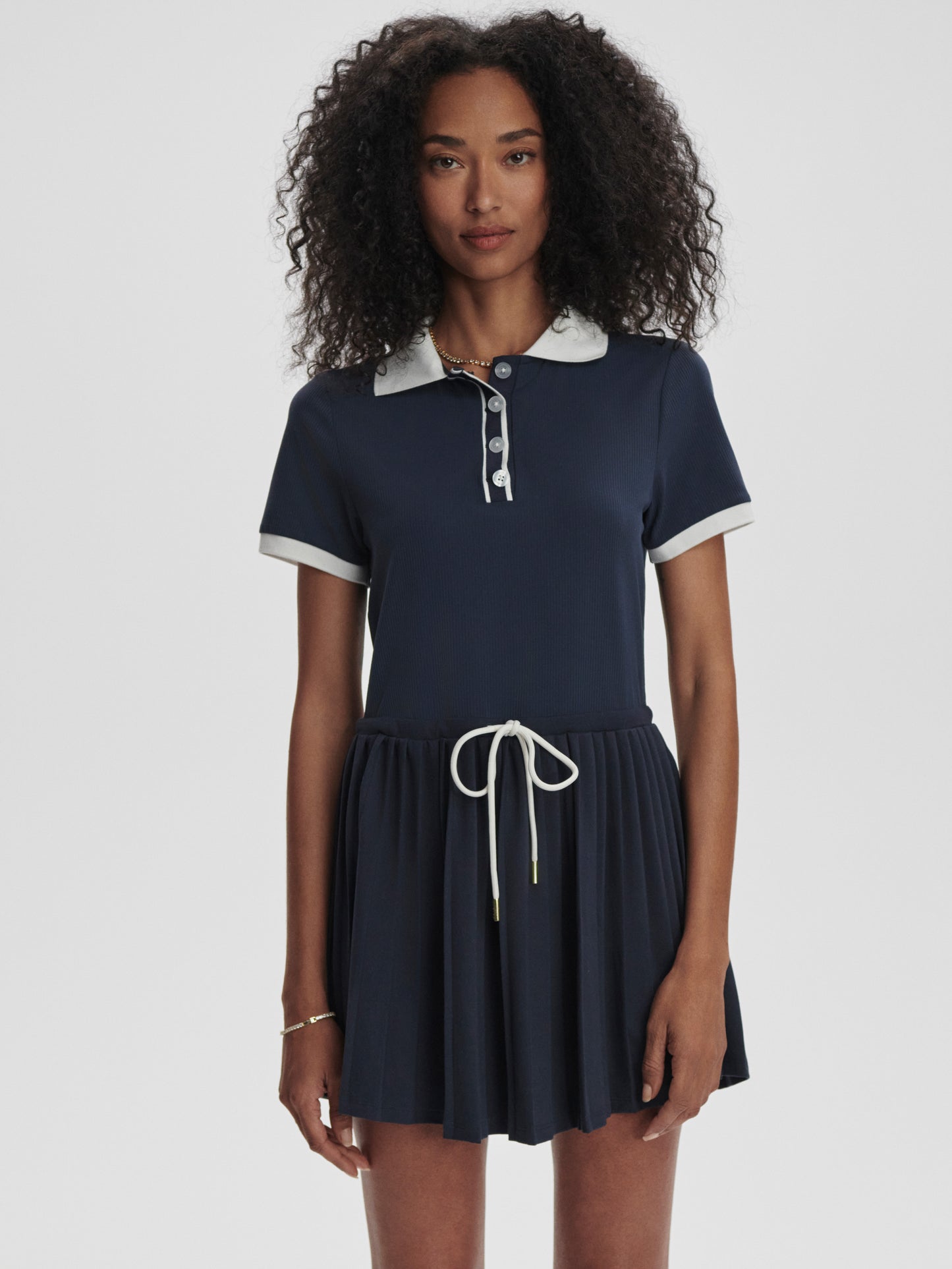 Paloma Court Dress - Blue Nights/White
