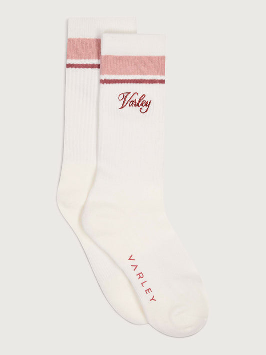 Lamar Club Stripe Sock - Egret/Pale Mauve/Dusty Rose