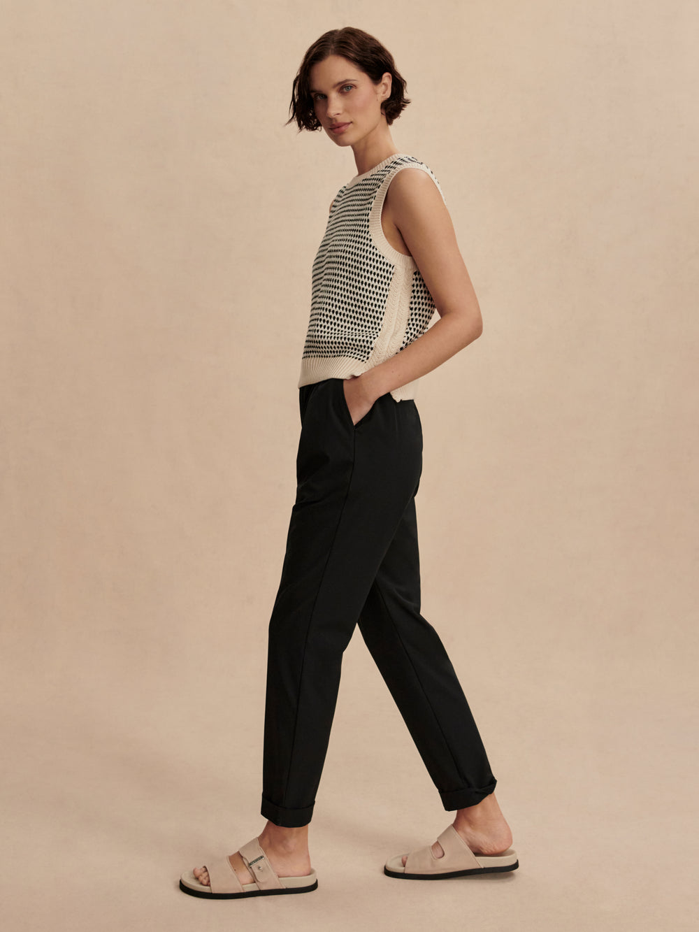 Alana Slim Tapered Cuff Pant 27" - Black