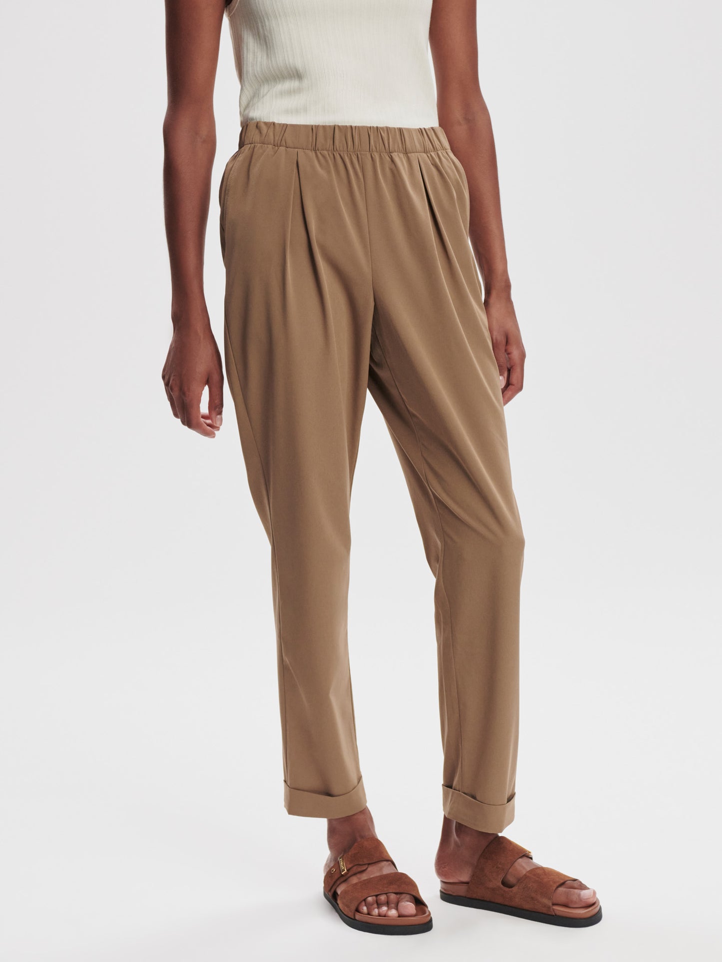 Alana Slim Tapered Cuff Pant 27" - Taupe Stone
