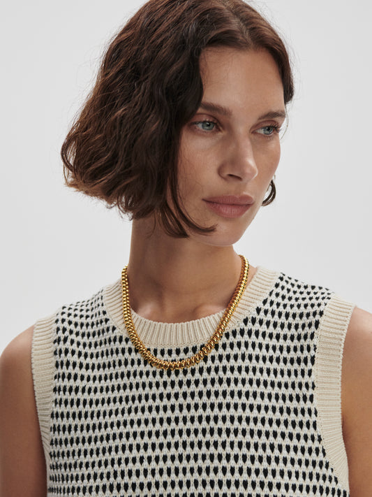 Knowles Textured Knit Vest - Birch Multi Stitch