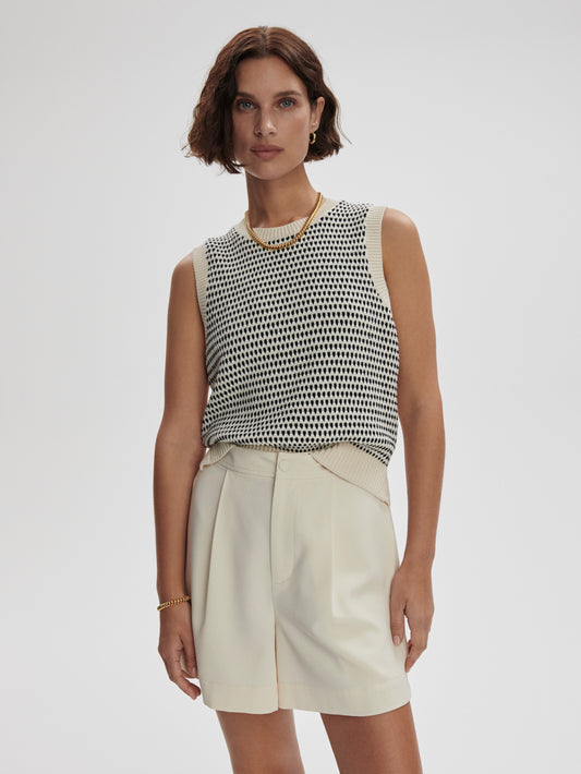 Knowles Textured Knit Vest - Birch Multi Stitch