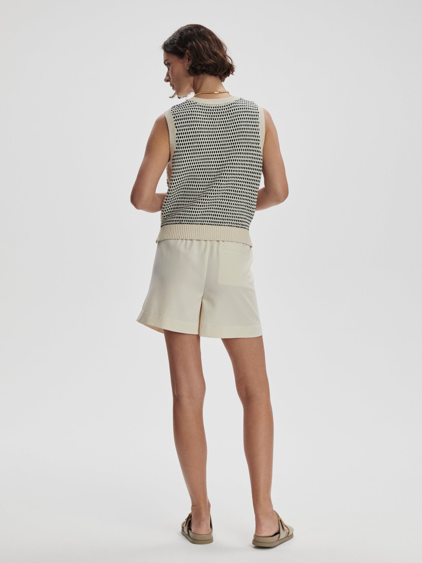 Knowles Textured Knit Vest - Birch Multi Stitch