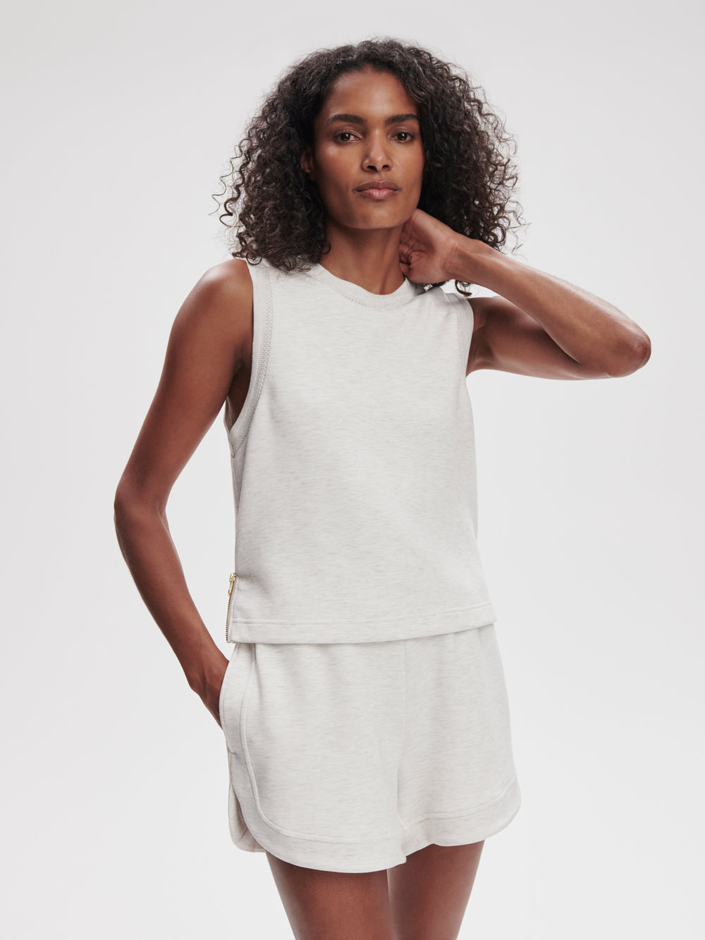 Shea Crop Tank - Ivory Marl