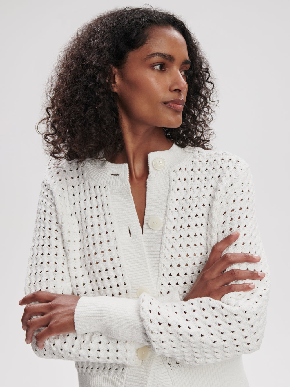Bettina Textured Knit Jacket - Snow White