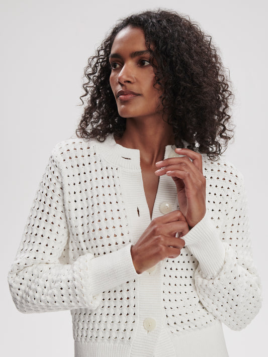 Bettina Textured Knit Jacket - Snow White