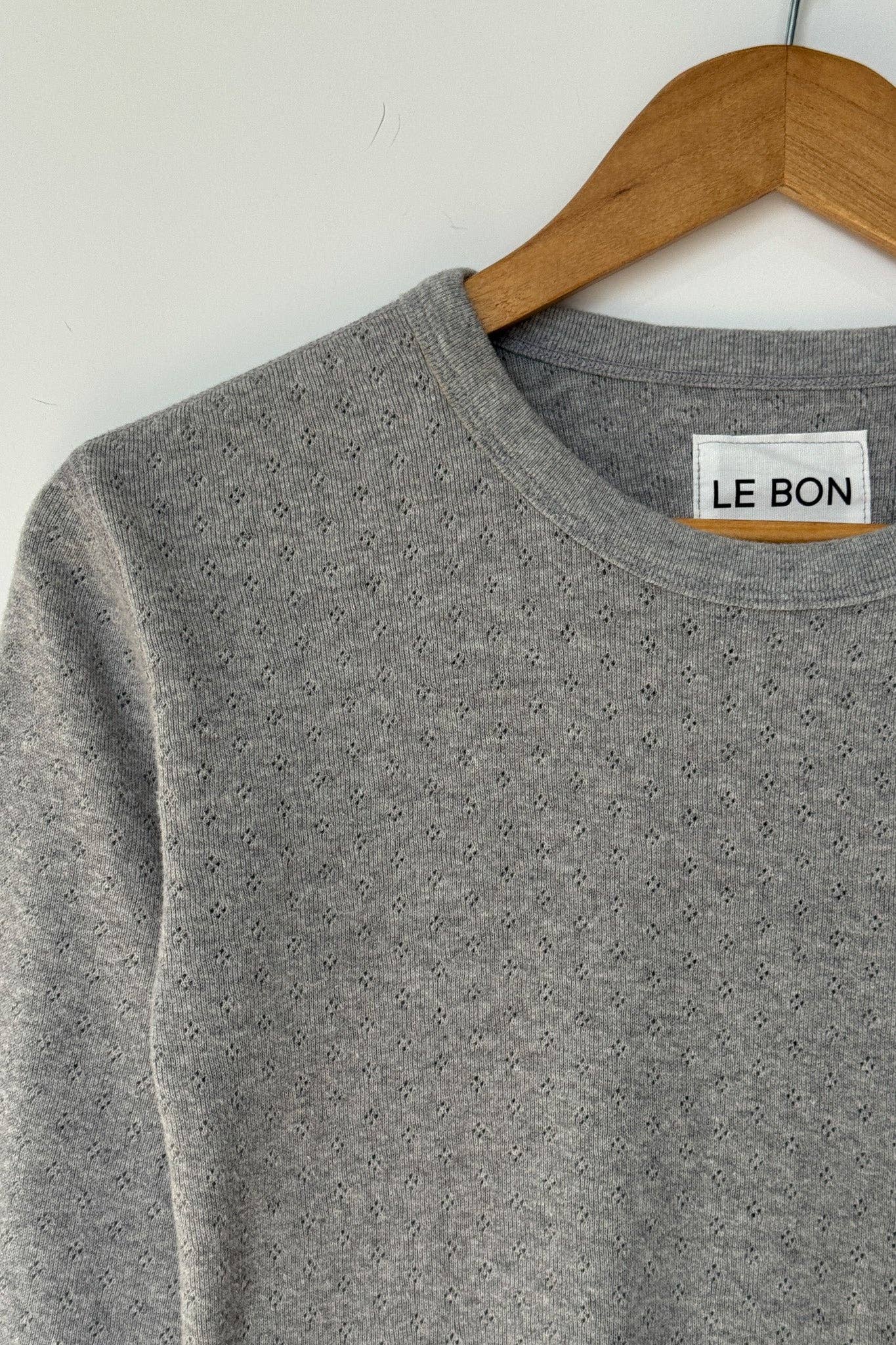 Pointelle Fundamental Tee - Melange Grey