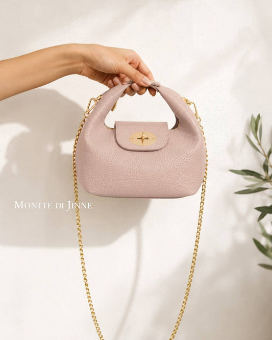 Italian Leather Convertible Mini Bag: Smoke Rose