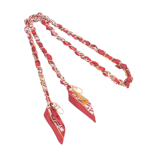 Gold Phone Chain with Scarf - Long - Red