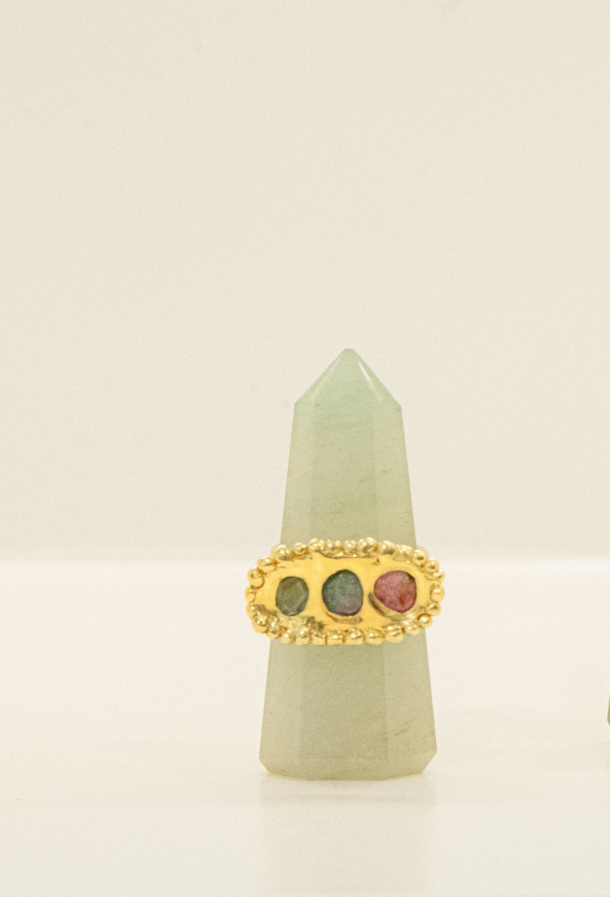 Vermeil Ring with Three Watermelon Tourmalines - Pink and Green