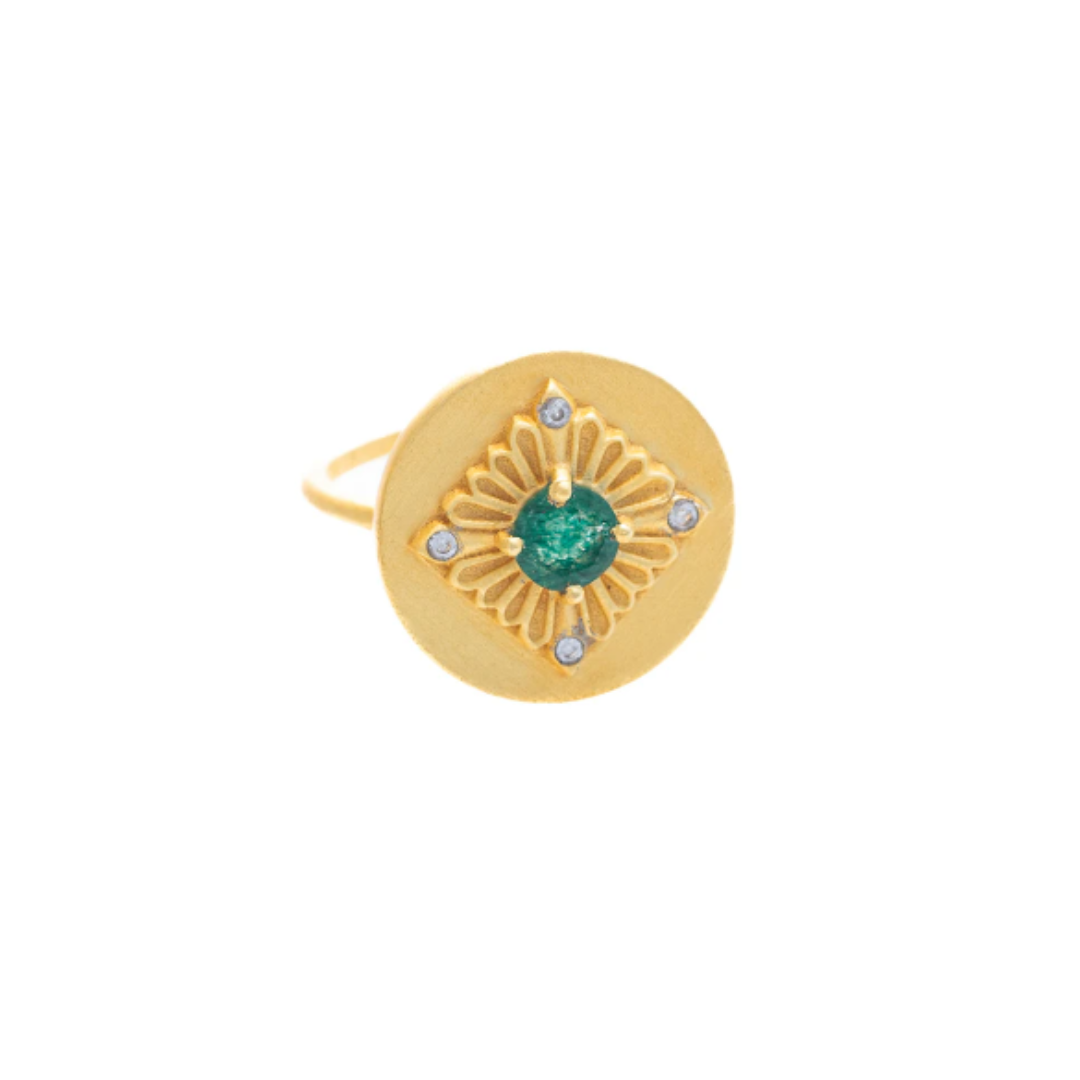 Arabesque Pearl Green Adventurine Ring