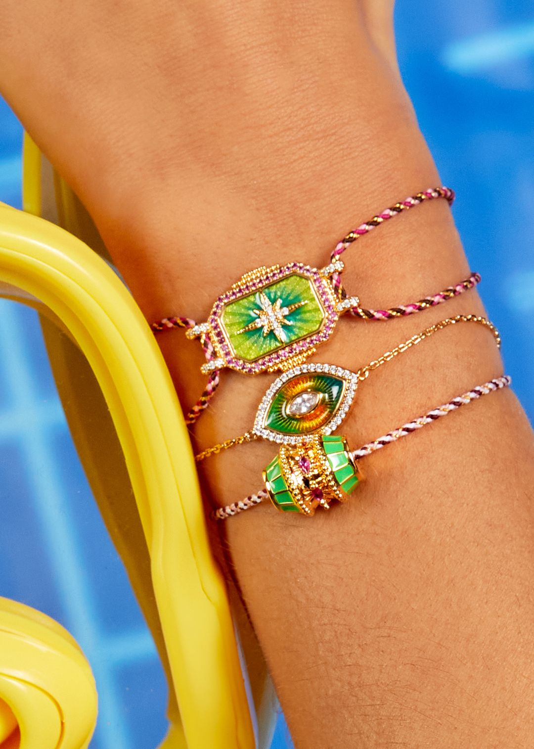 Green Diwali Boheme Bracelet - Gold Plated