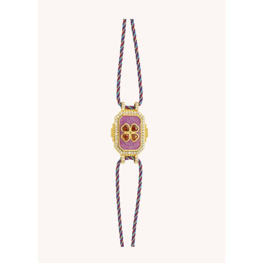 Fuchsia Trefle Boheme Bracelet - Gold Plated