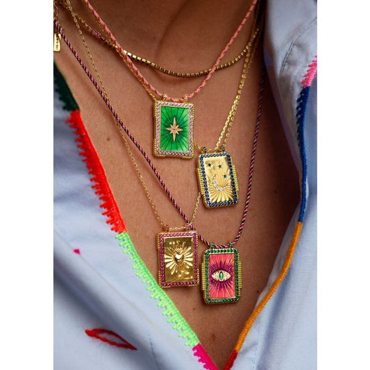 Fuchsia Eye Boheme Necklace - Gold Plated