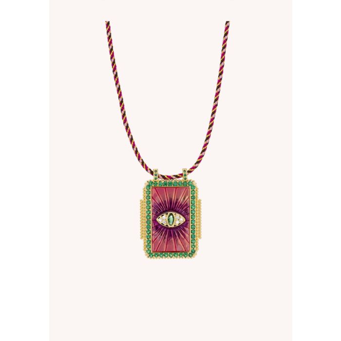 Fuchsia Eye Boheme Necklace - Gold Plated