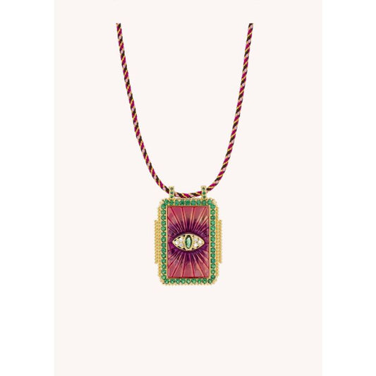Fuchsia Eye Boheme Necklace - Gold Plated