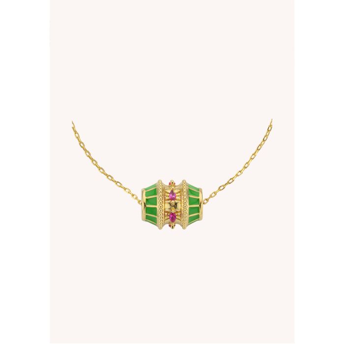 Green Talisman Necklace - Gold Plated
