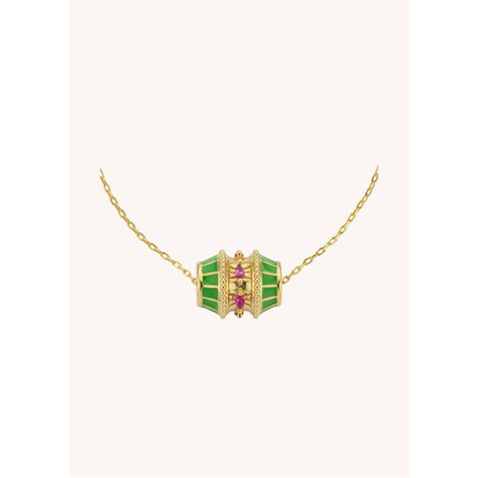 Green Talisman Necklace - Gold Plated