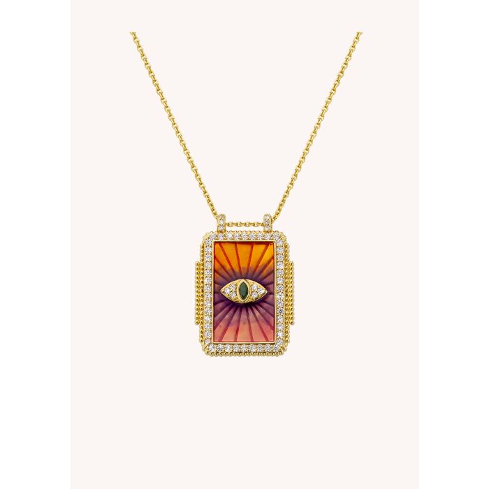 Pink Rainbow Eye Boheme Necklace - Gold Plated