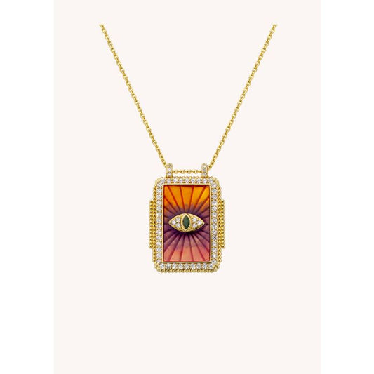 Pink Rainbow Eye Boheme Necklace - Gold Plated
