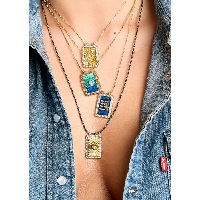 Blue Rainbow Heart Twice Boheme Necklace - Gold Plated