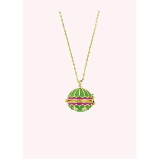 Green Fuchsia Protection Necklace - Gold Plated