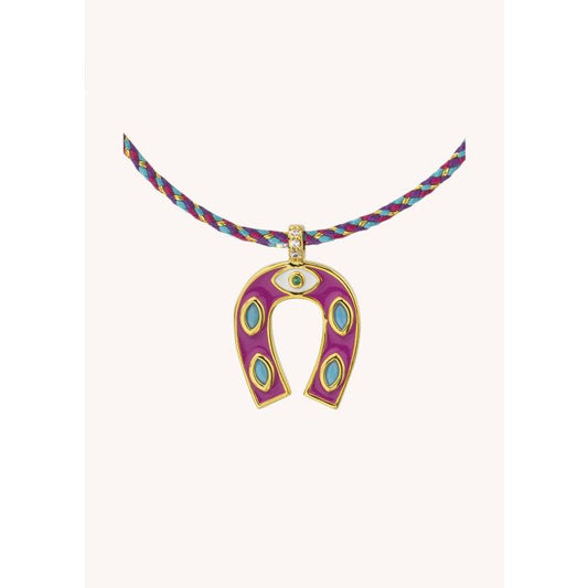 Fuchsia Mini Horsehoe Necklace - Gold Plated