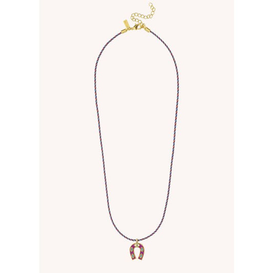 Fuchsia Mini Horsehoe Necklace - Gold Plated