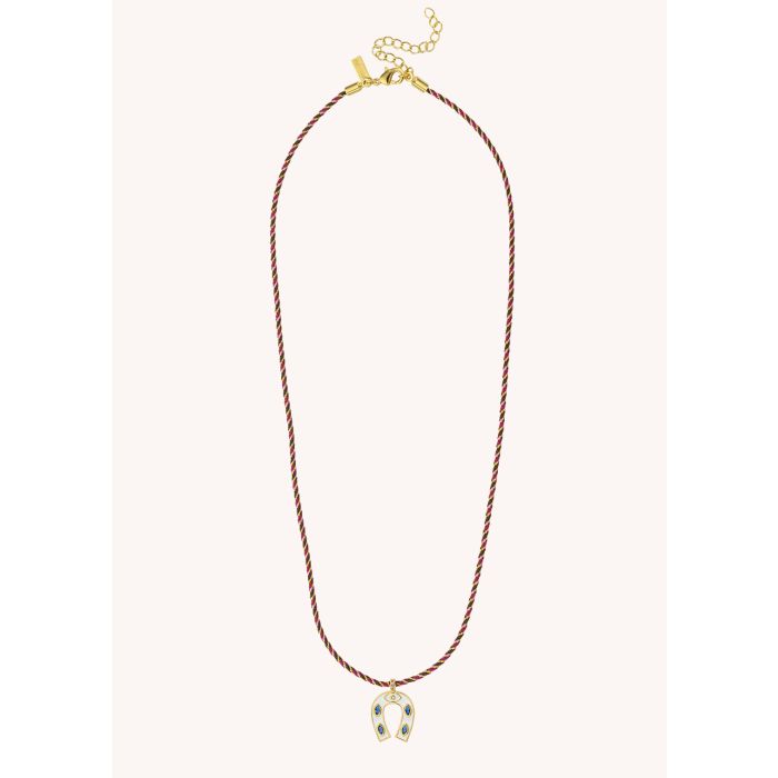 White Mini Horsehoe Necklace - Gold Plated