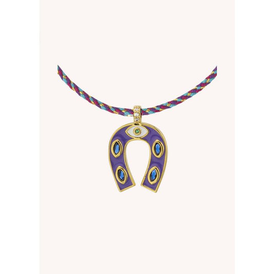 Purple Mini Horsehoe Necklace - Gold Plated
