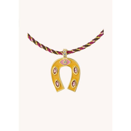 Orange Mini Horsehoe Necklace - Gold Plated