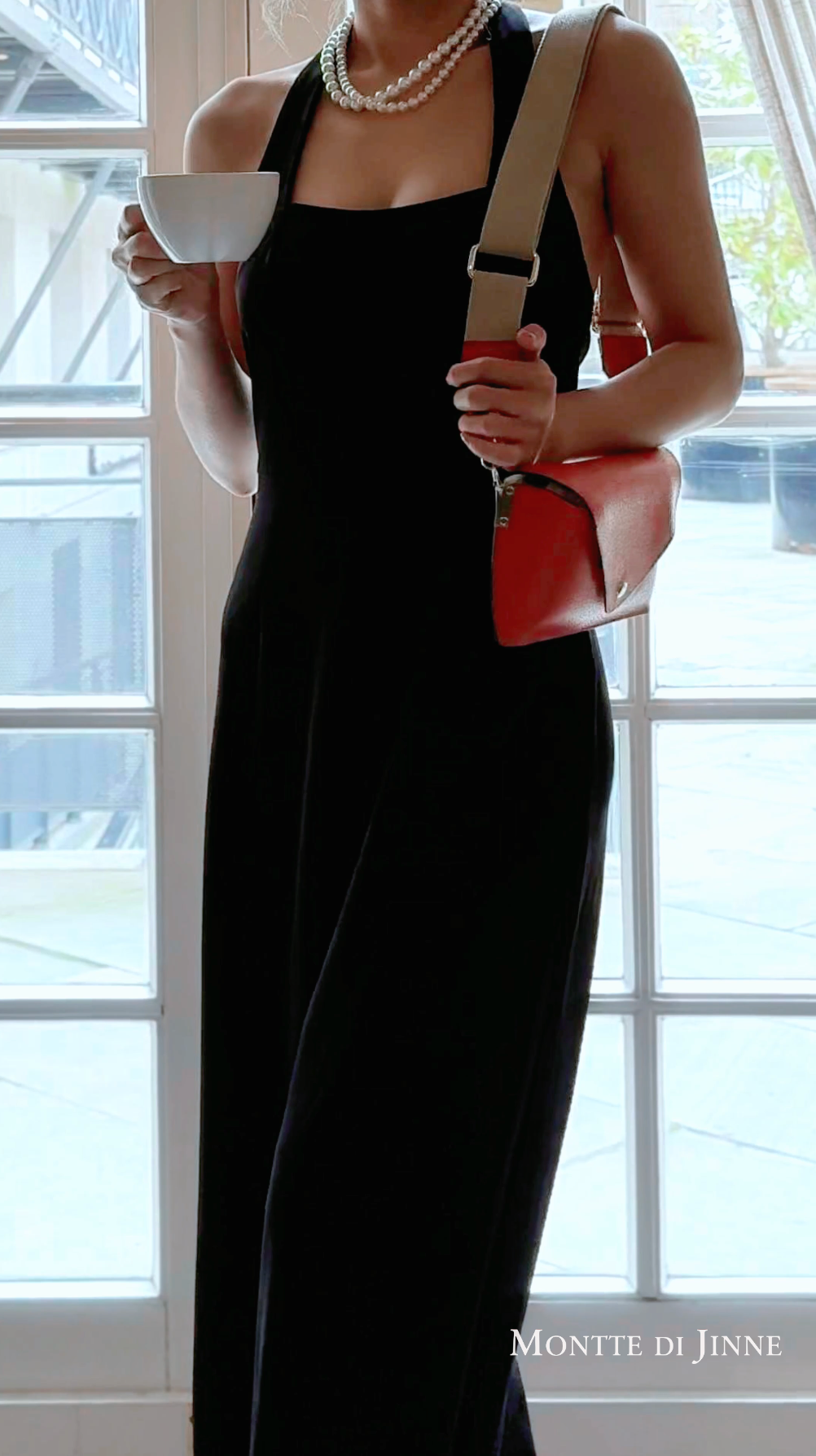 Italian Leather Crossbody Bag with Canvas Strap: Denim Blue