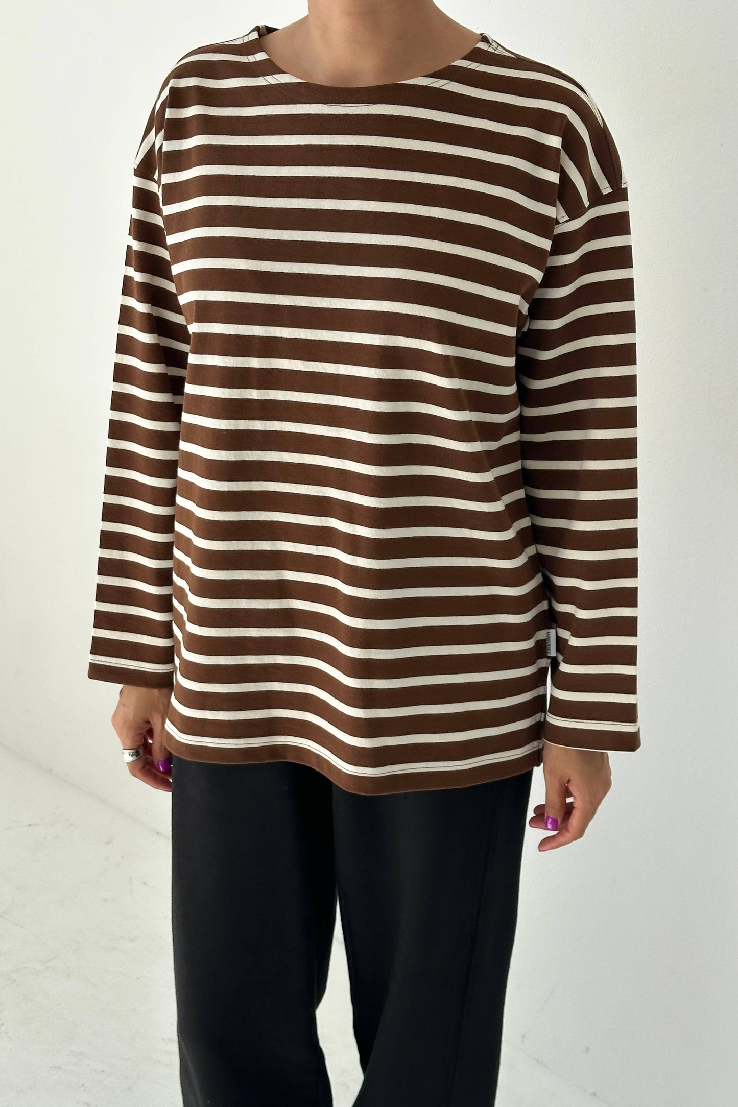 Marseille Top: White Stripe on Coffee - Arriving Tuesday 18th Nov