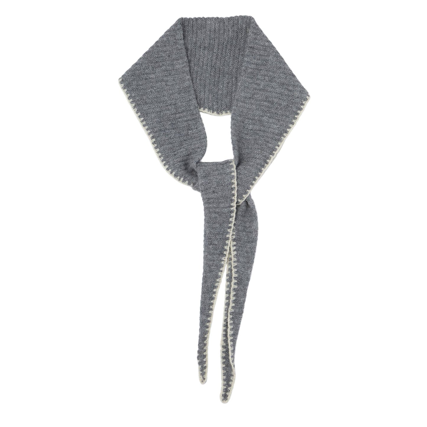 Grey Stitch Edge Diamond Skinny Scarf