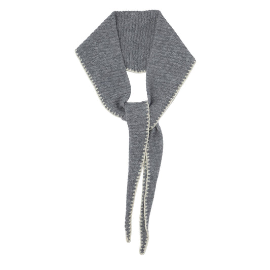 Grey Stitch Edge Diamond Skinny Scarf