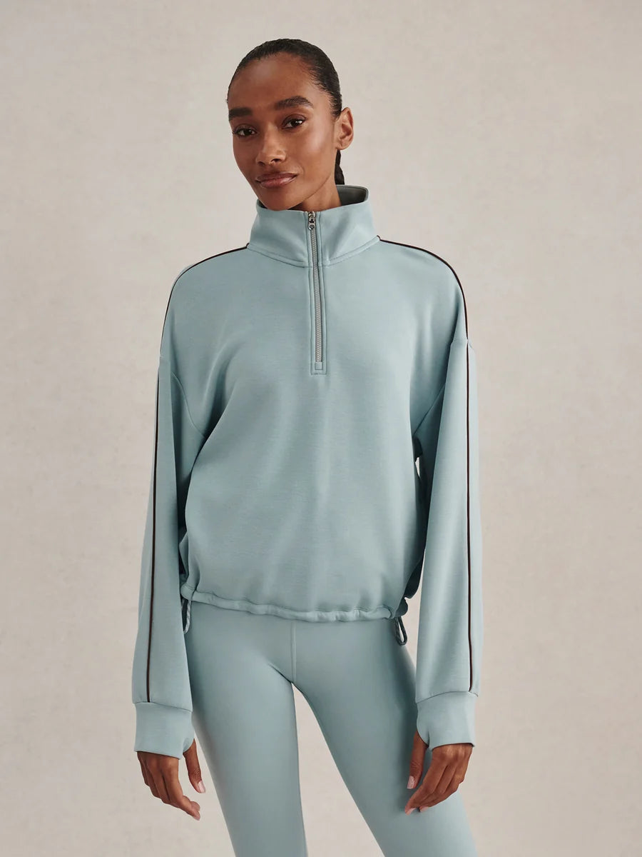 Sian Piped Half Zip Sweat  - Tourmaline