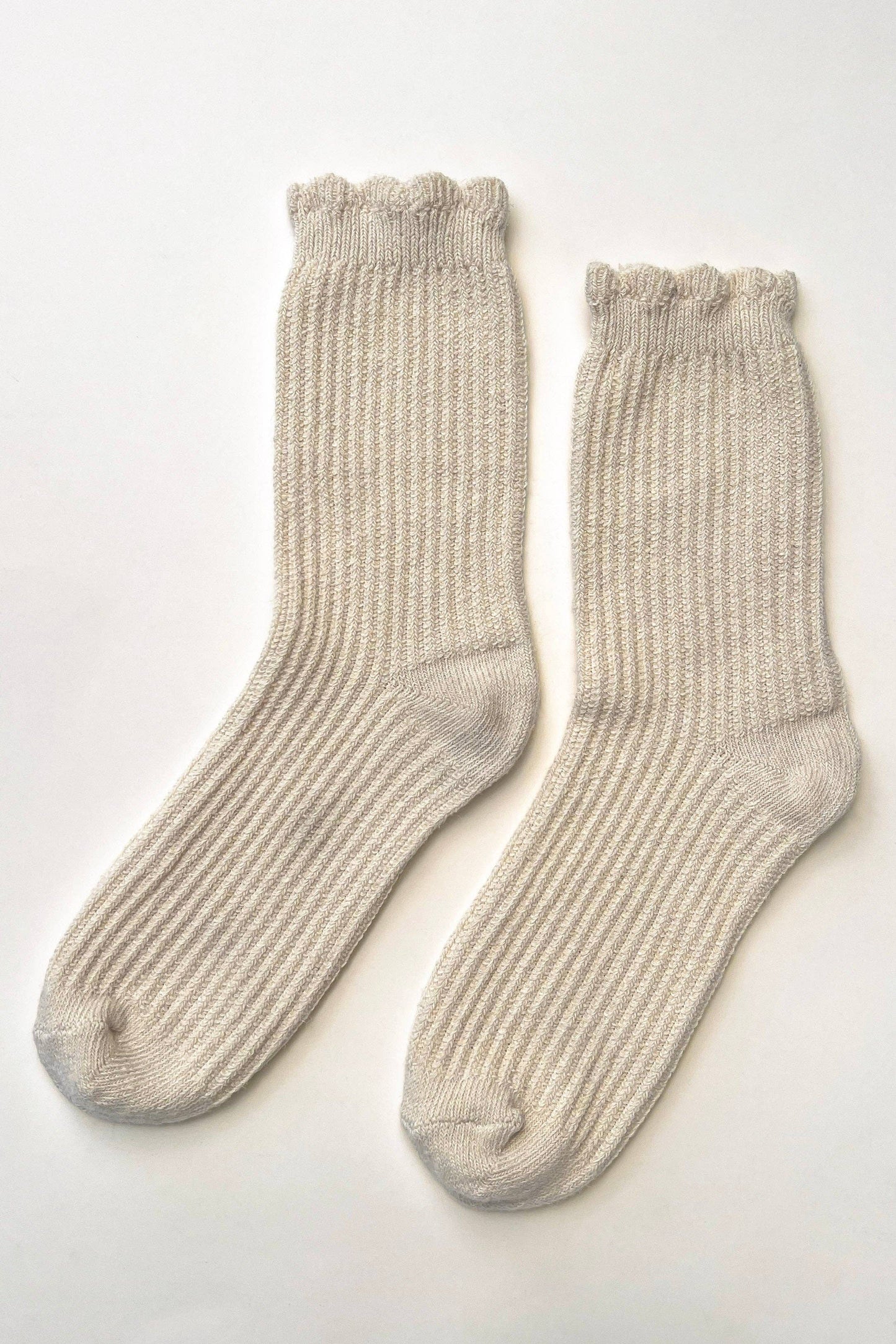 Linen Scallop Socks - Naturel (COMING SHORTLY)