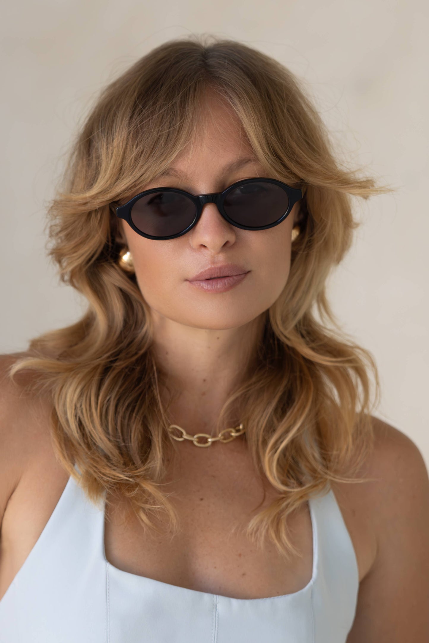 Zoe Acetate Round Womens Sunglasses - Black