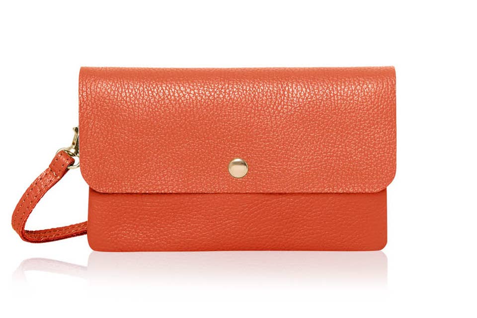 Italian Leather Small Messenger Crossbody Bag - Black