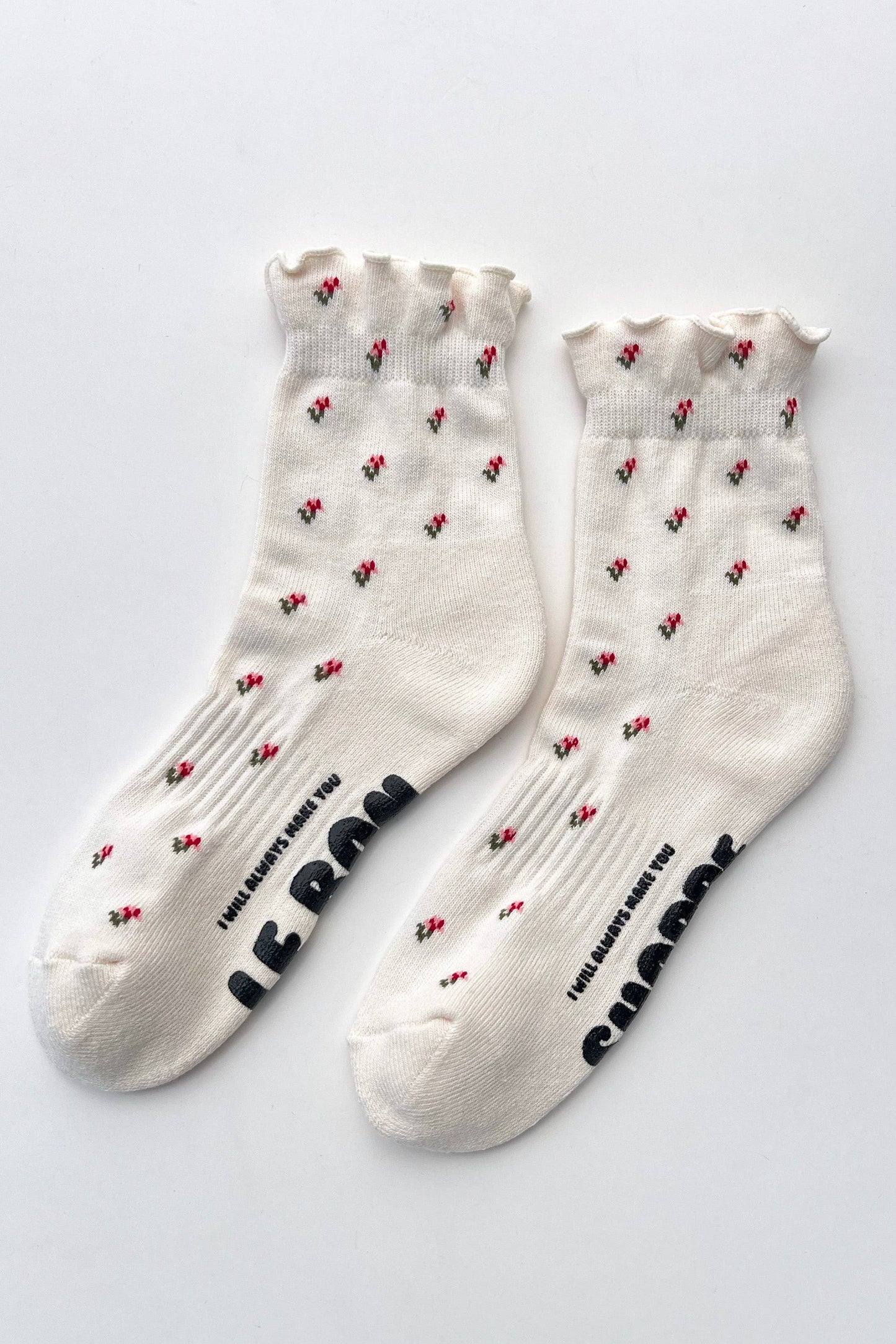 Petal Ruffled Hugger Crew Socks - Cream Petal (COMING SHORTLY)