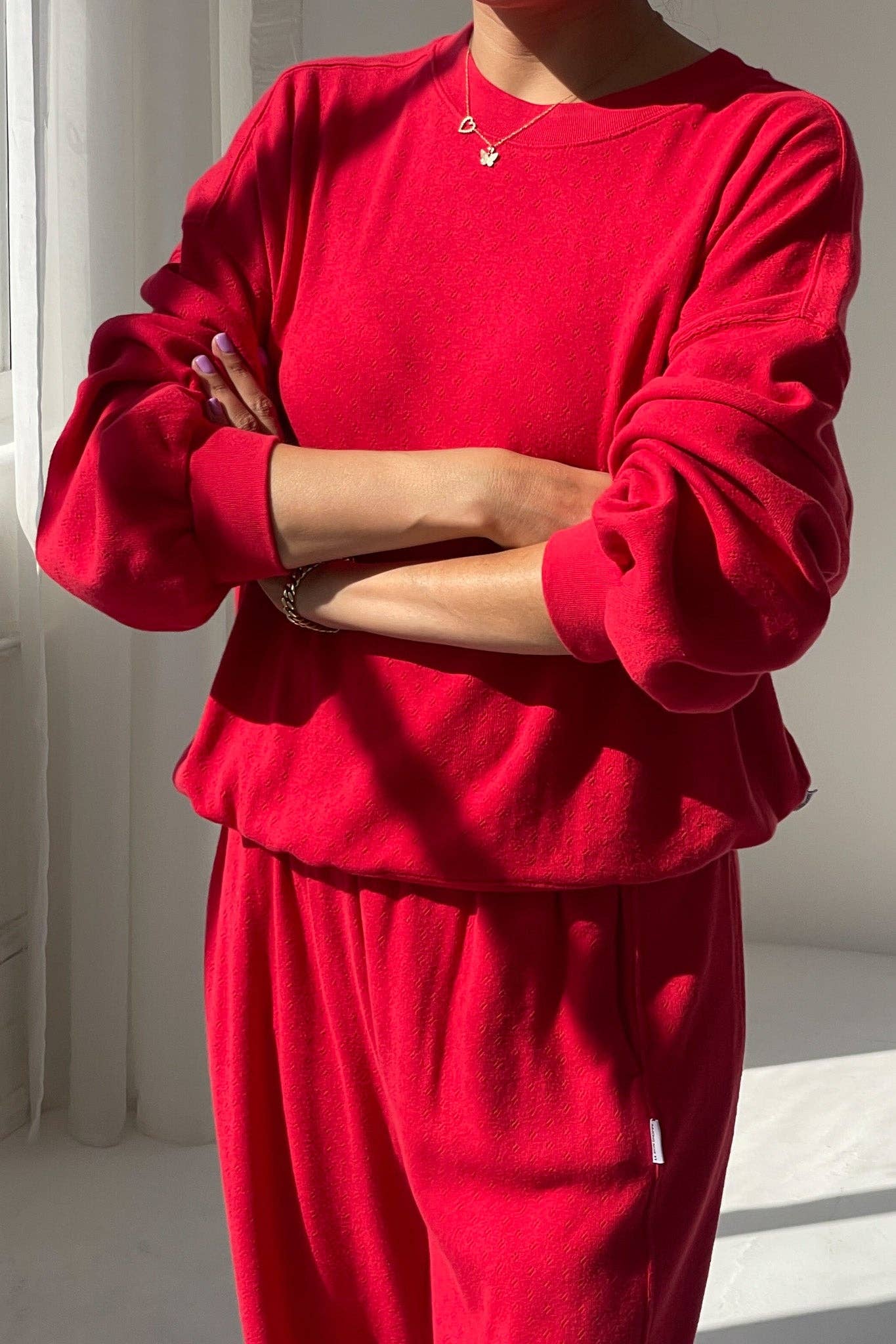 Pointelle Core Sweatshirt - Red Apple