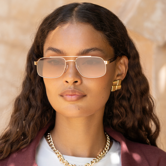 Vesper Unisex Aviator Sunglasses - Gold / Brown Pink