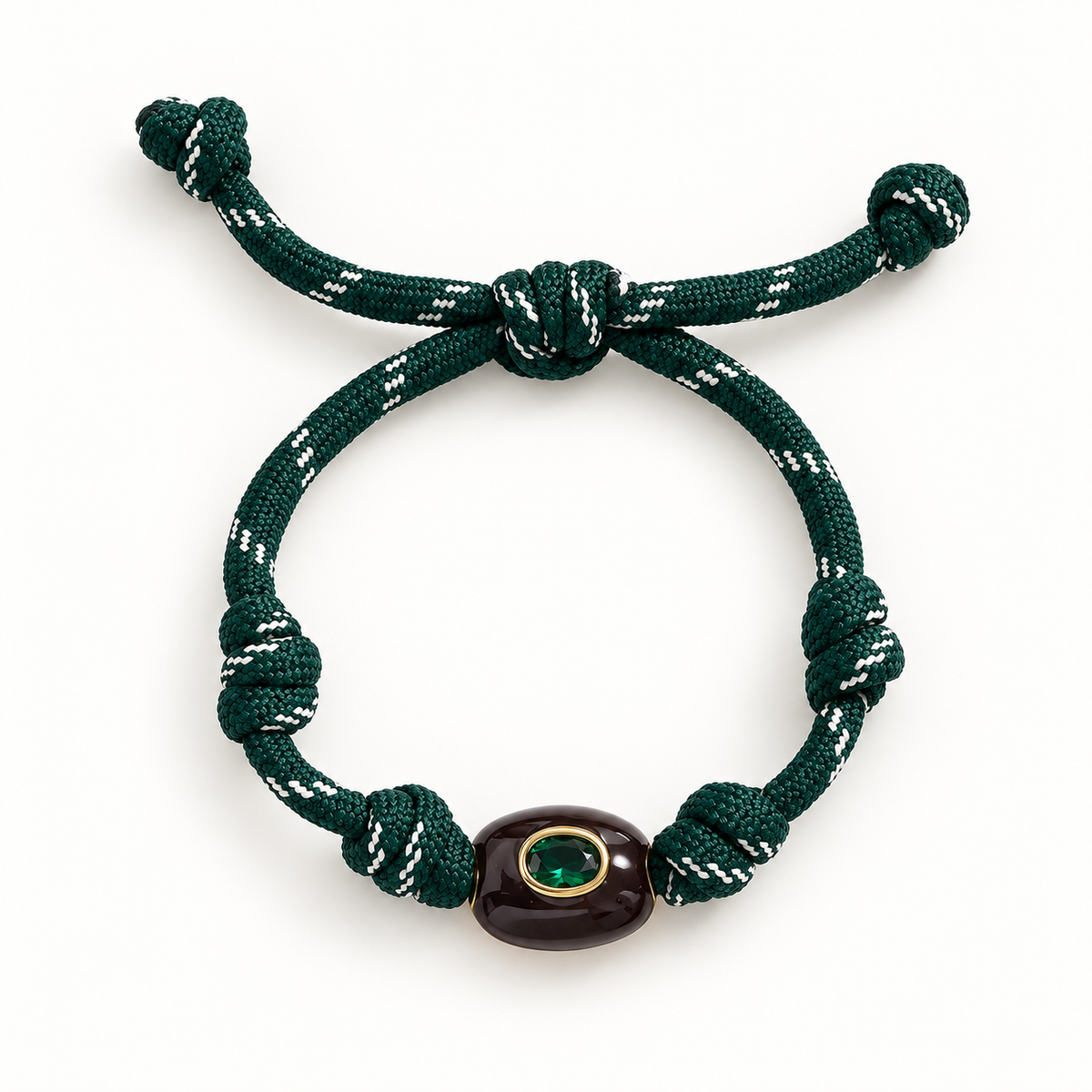Emerald-Green Crystal & Forest Green Paracord Bracelet