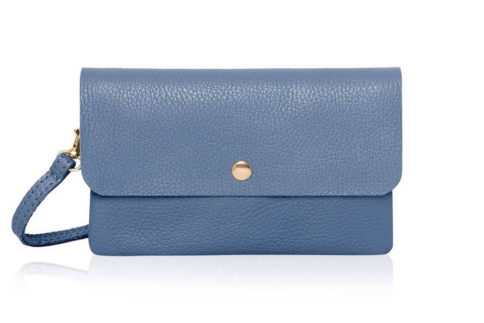 Italian Leather Small Messenger Crossbody Bag - Black