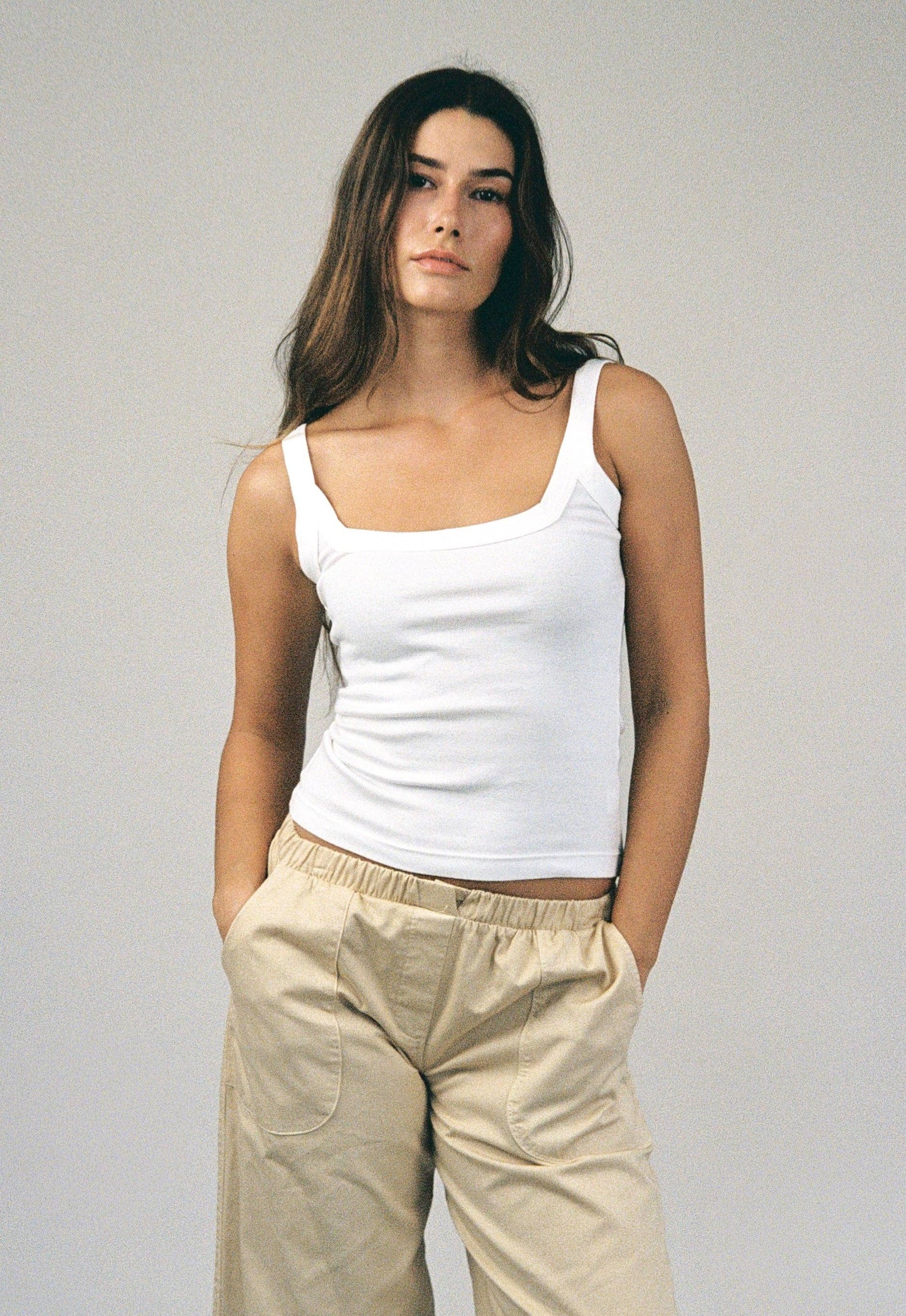 Square Organic Tank - White