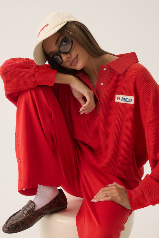 Tiva Waffle Sweatshirt - Apple Red