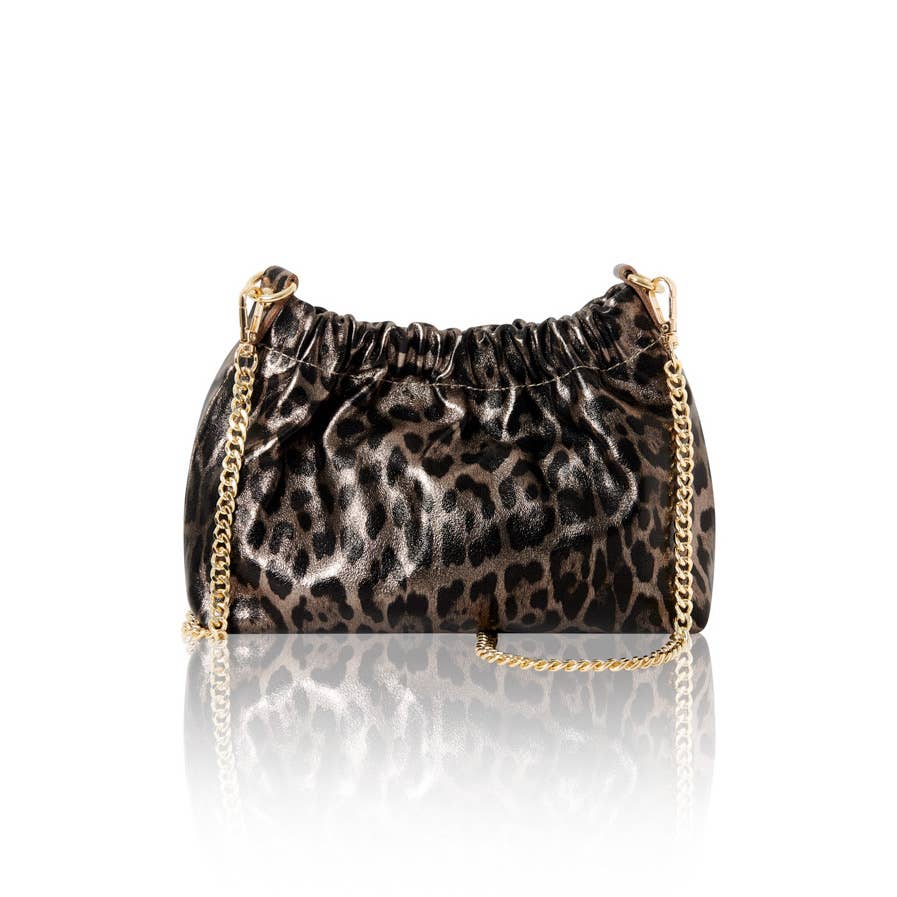 Italian Leather Leopard Print Crossbody Bag: Golden Leopard